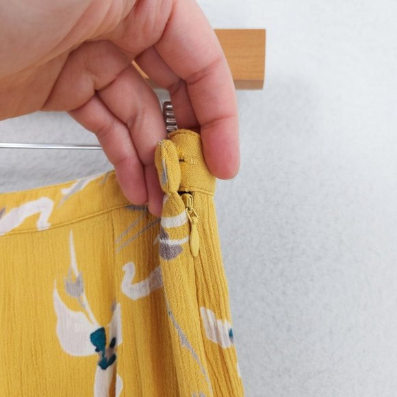 Oneill Skirt Womens Small Yellow Floral Maxi Double Slit Beach Swim Cover Casual - Picture 4 of 16